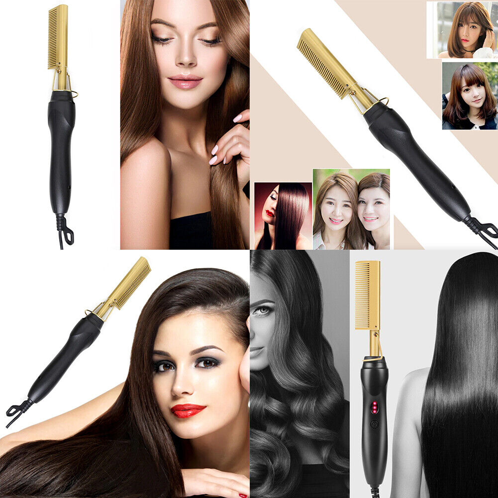 US 1-2 Pack Hair Straightener Electric Heating Portable Travel Anti-Scald Beard