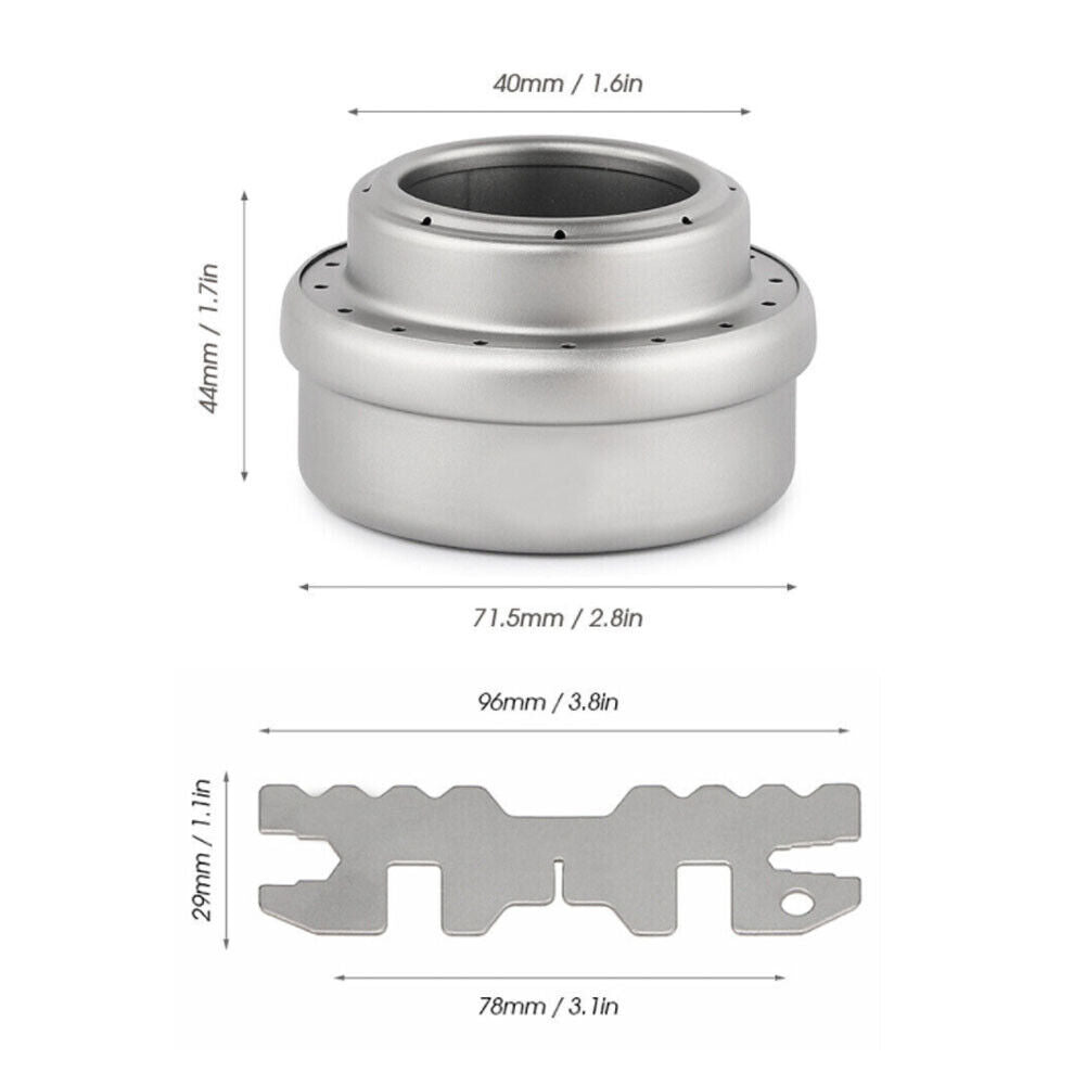 US 1-2 Titanium Portable Camping Hiking Alcohol Stove Cross Burner w/ Lid Stand