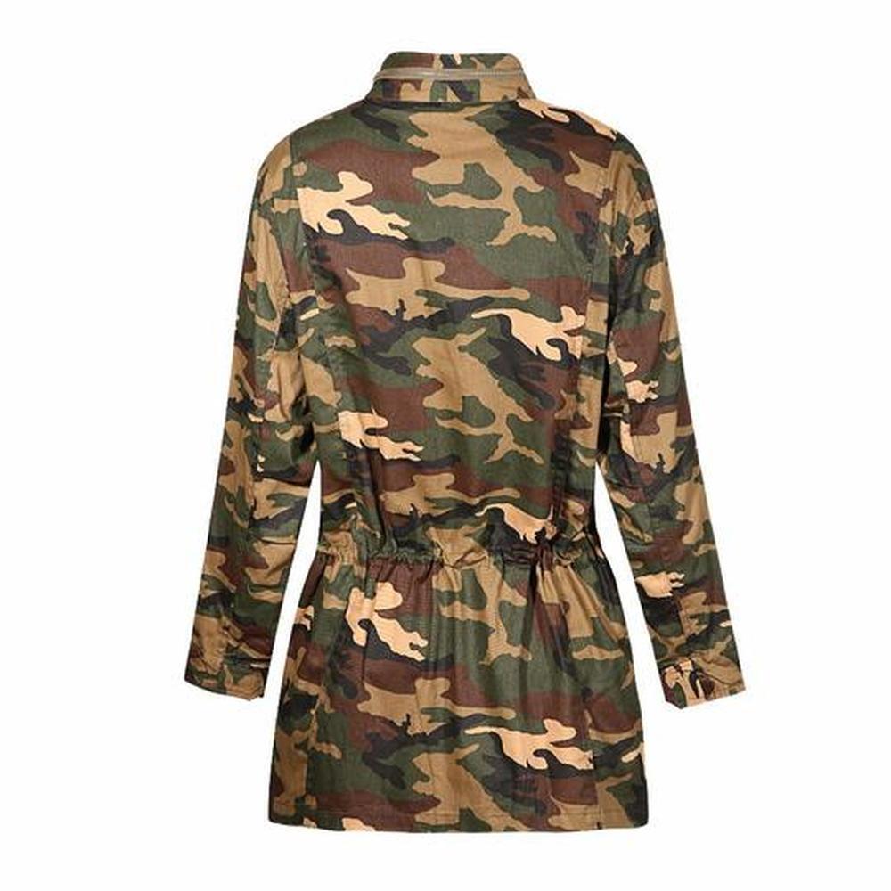 Haoduoyi Long Sleeve Camouflage Collar Pocket Jacket