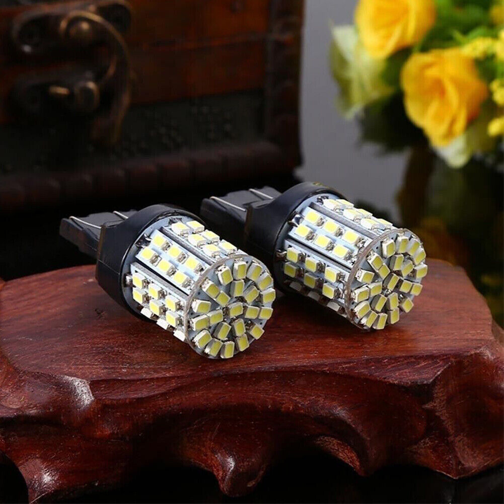 US 8-16 Pcs 3157 3156 64SMD LED Reverse Brake Turn Signal Light Bulb 6000K White