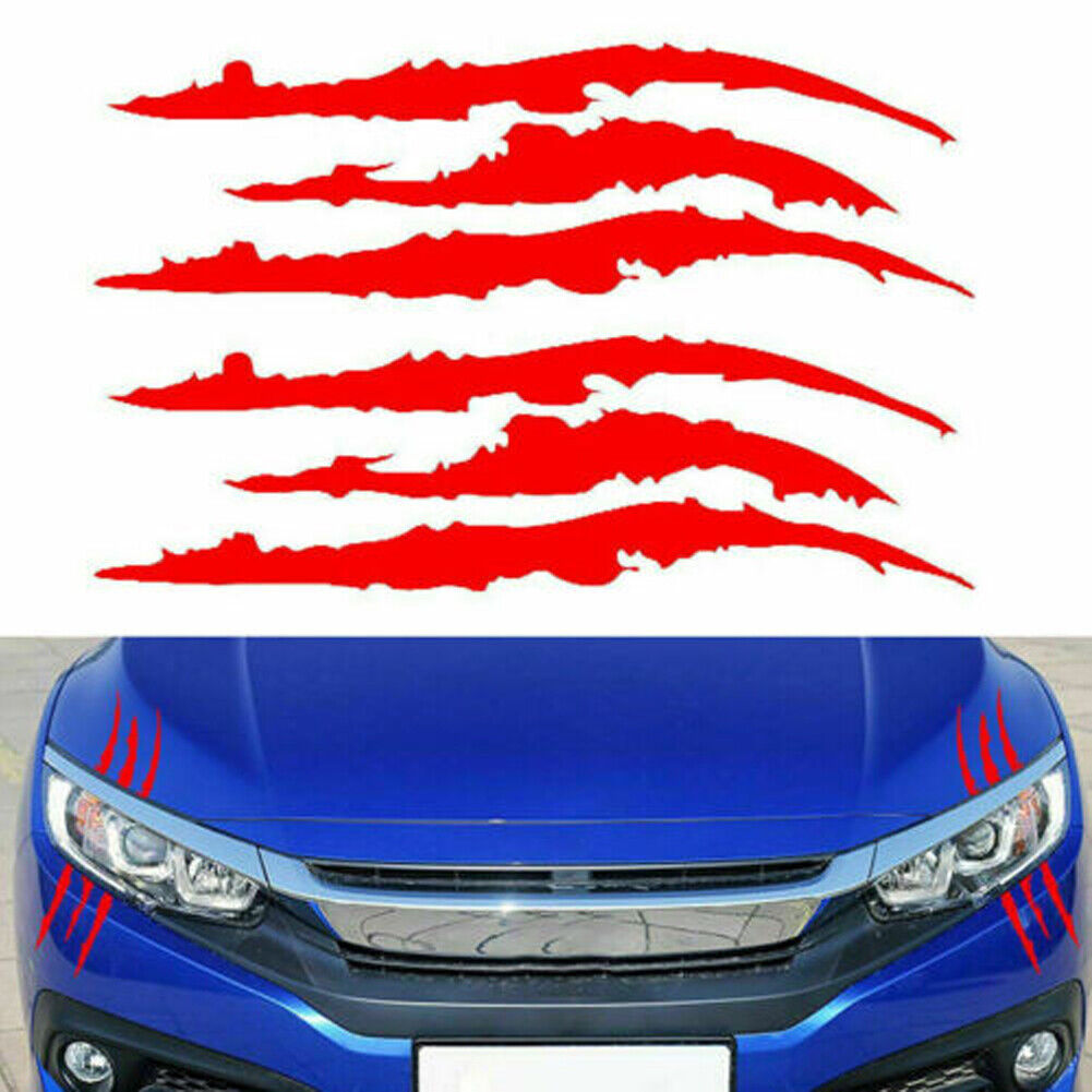 US 2-4Pc Monster Claw Mark Scratch Car Headlight Sticker Stripe Reflective Decal