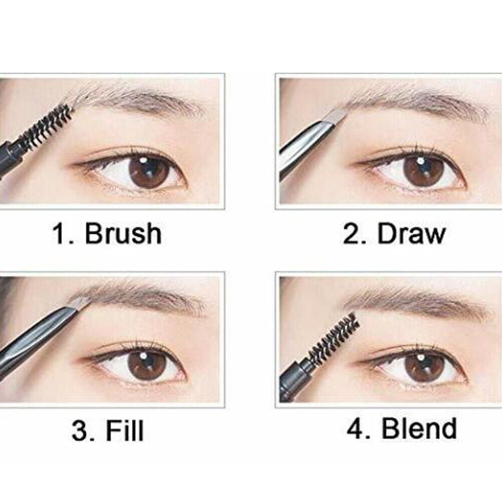 US 4-8 Pack Waterproof Eyebrow Pencil Retractable Slant Tip Brush Double-ends