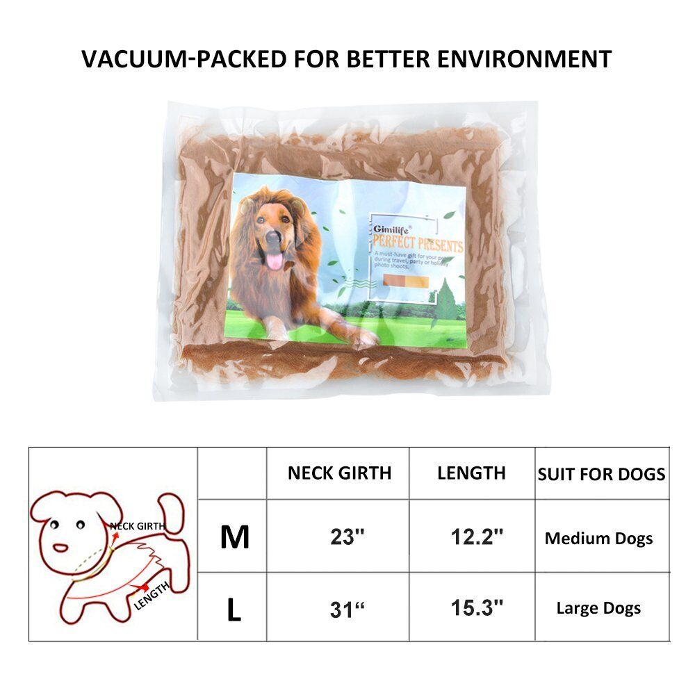 Dog Costume Lion Mane Halloween Costumes for Medium Large Dog with Ears & Tail