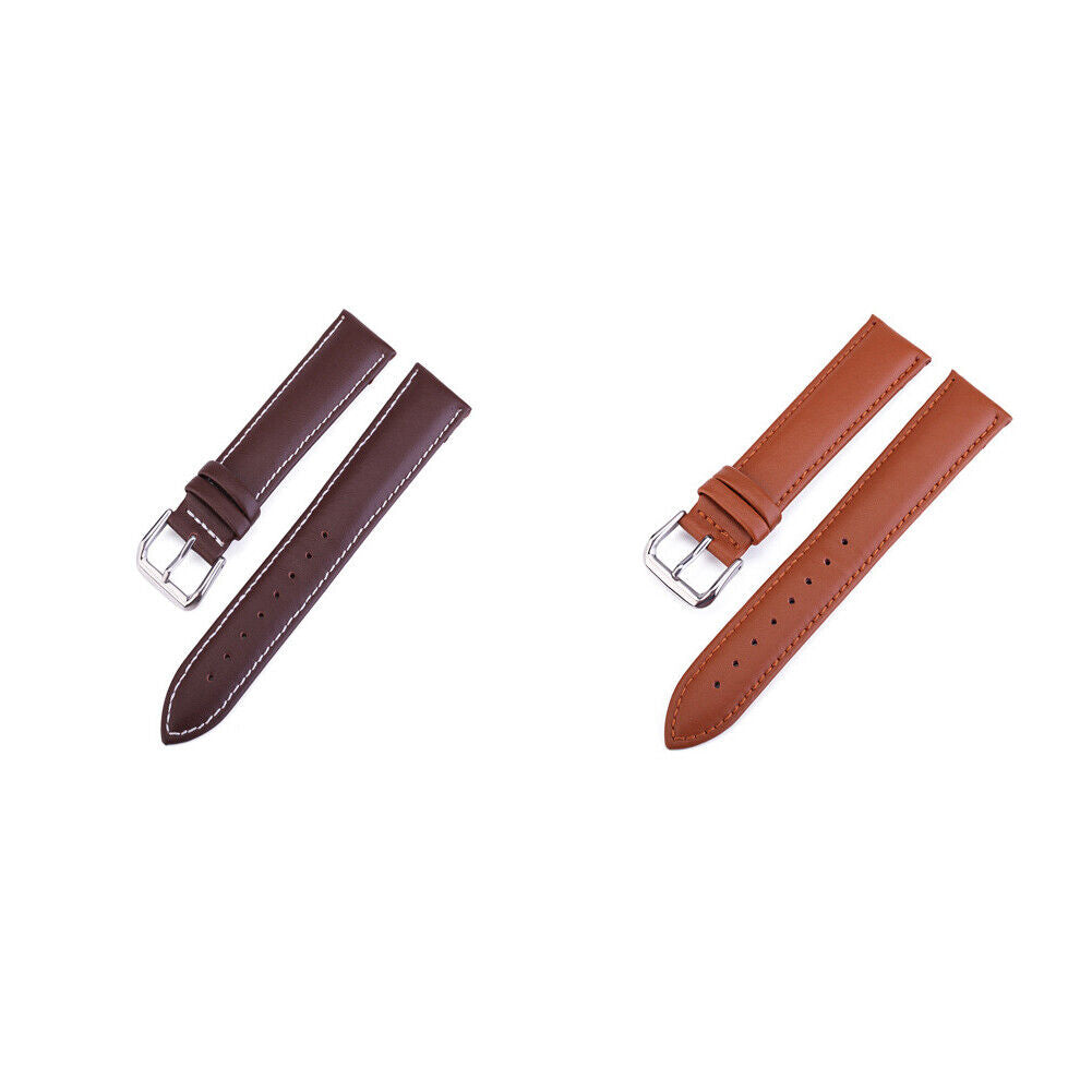 US 2 Pack 18mm 20mm 22mm Genuine Leather Watch Band Strap Bracelet