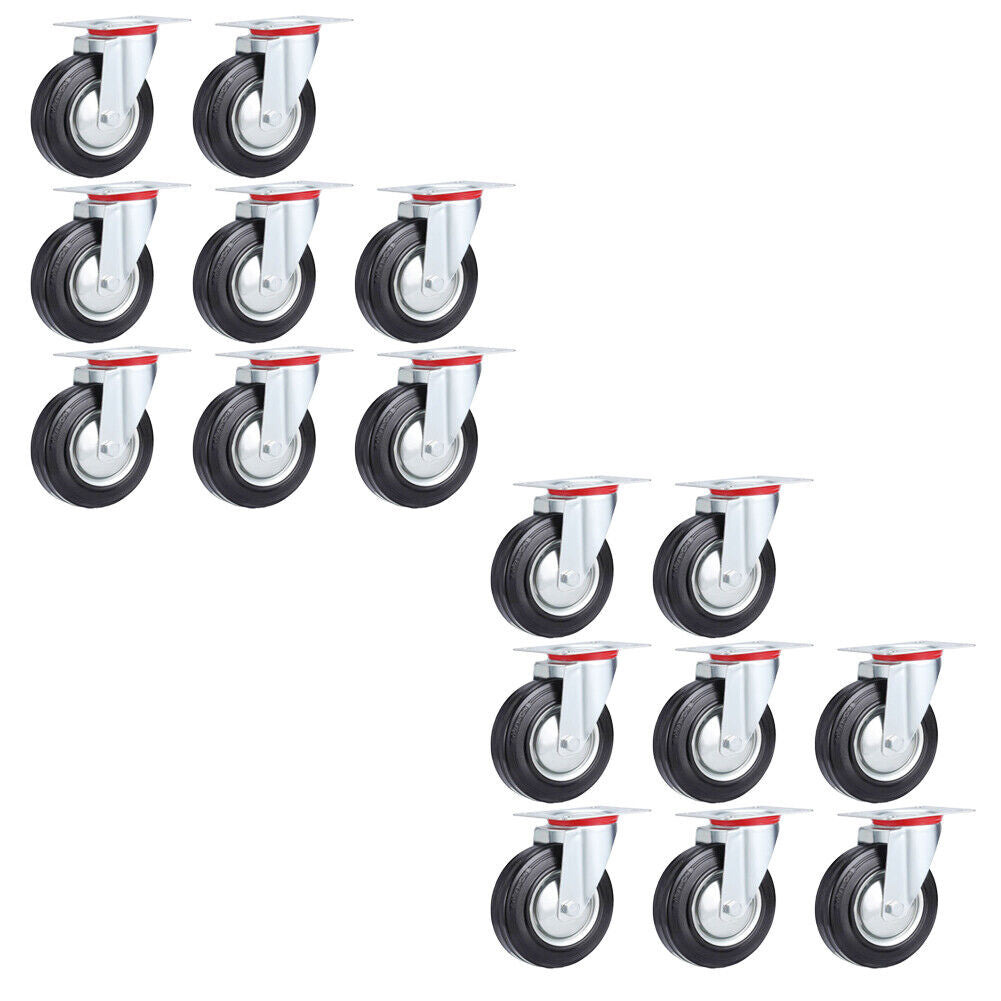 US 8 Pack 3" Swivel Caster Wheels Rubber Base Top Plate & Bearing Heavy Duty