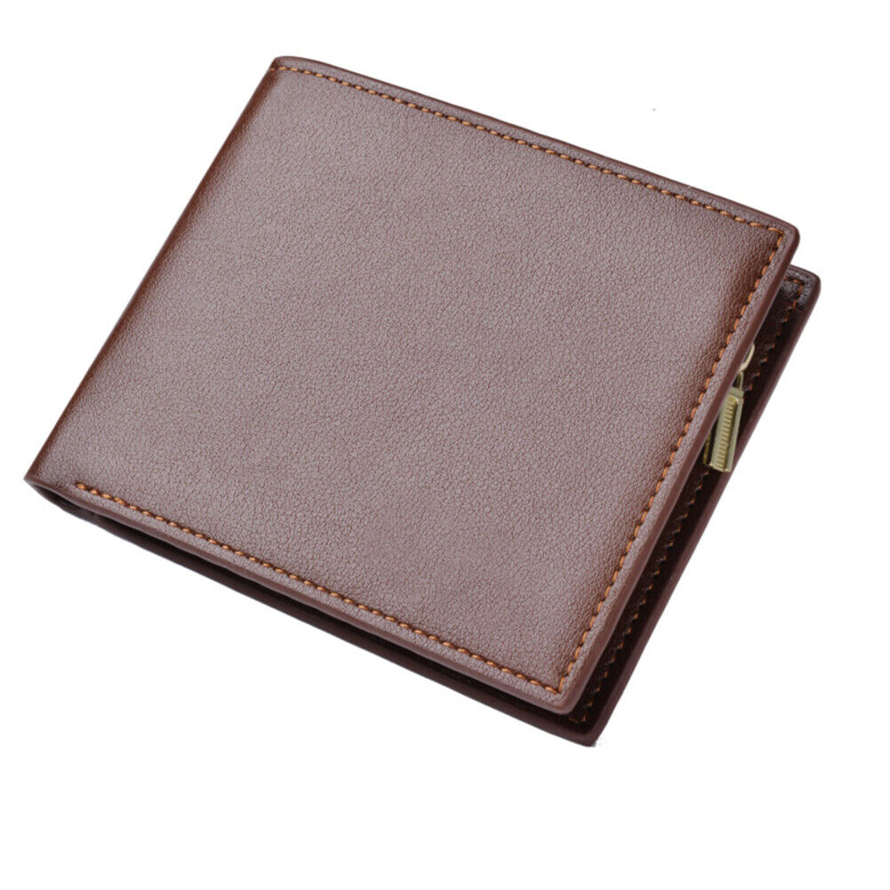 US1-2Pc Men's Bifold Leather Wallet With ID Window Credit Card Holder Slim Purse