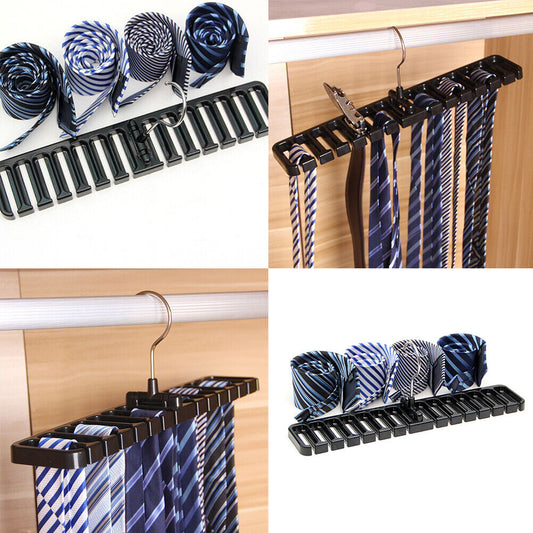 US 2-4 Pack Tie Belt Organizer Storage Rack Rotating Ties Scarf Hanger Holder