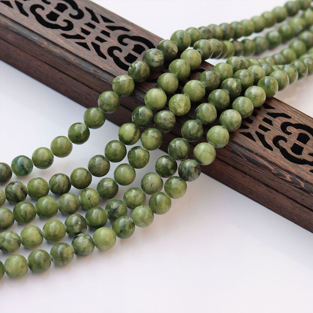 US 6/8/10MM Natural Stone Green Jade Peridot Round Loose Beads For DIY Jewelry