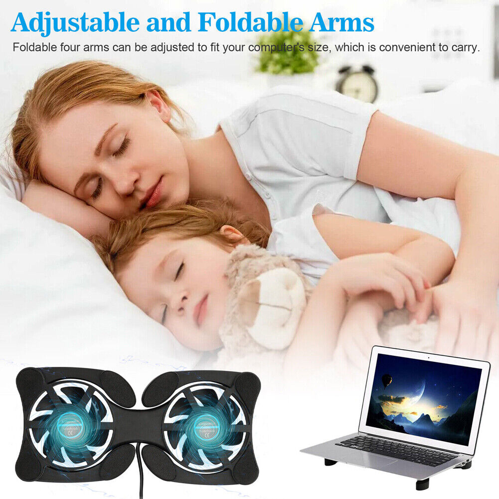 US 2-4 Pc Foldable Dual USB Fan Adjustable for Laptop PC Notebook Quite Cooler