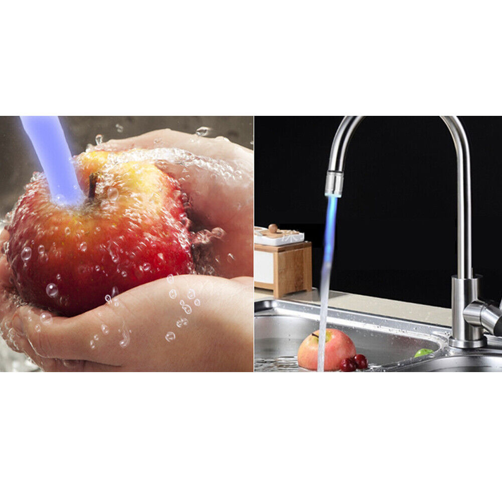 US 2-4 Pc LED Water Stream Faucet 7 Colors Changing Light Shower Spout Sink Tap