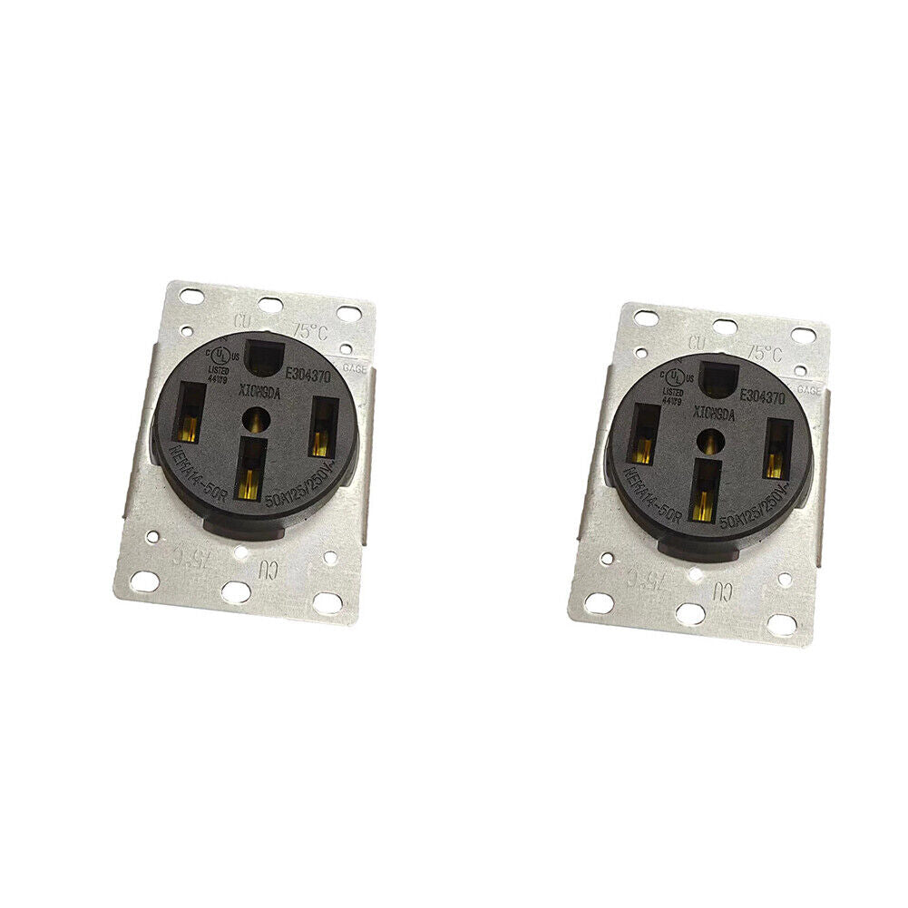 US 2Pc NEMA 14-50R 4 Prong 50 Amp RV Receptacle Wall Outlet 1450 EV Dryer Range