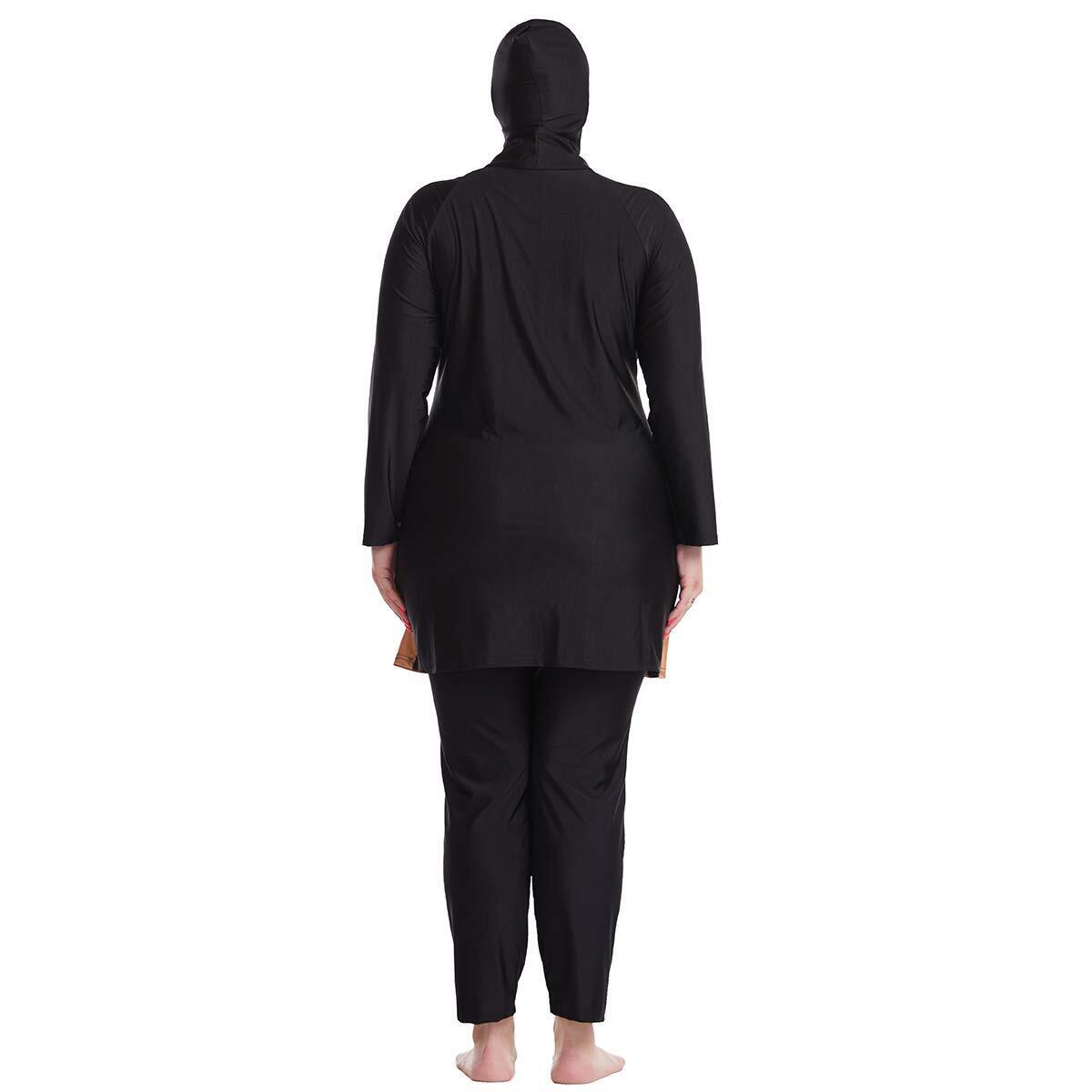 Women Muslim Traditional Oversize 2Set Swimsuit Highly Elastic Plus Swimwear Cap