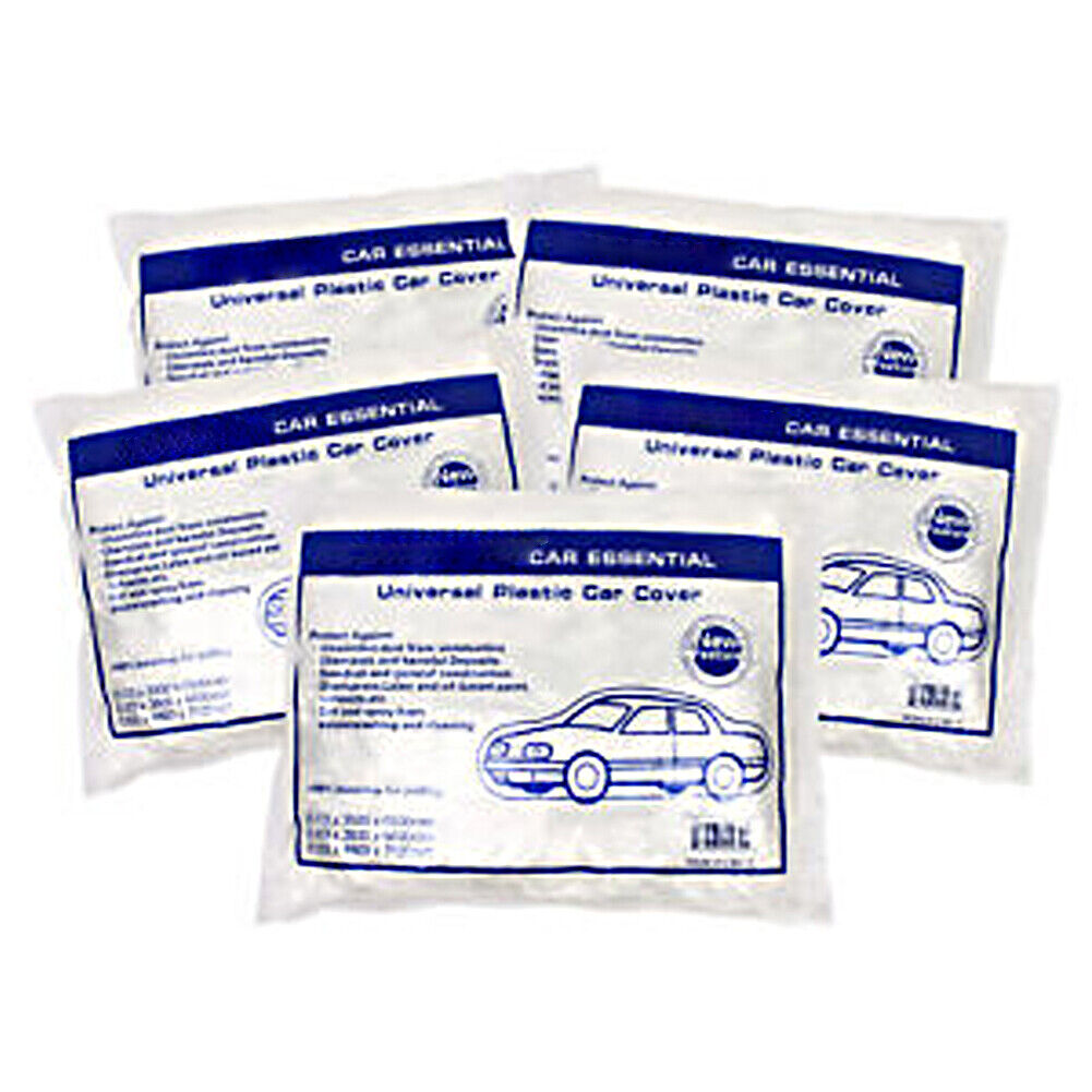 US 5-10Pc Clear Plastic Car Cover Dust Rain Elastic Band Disposable Auto Protect