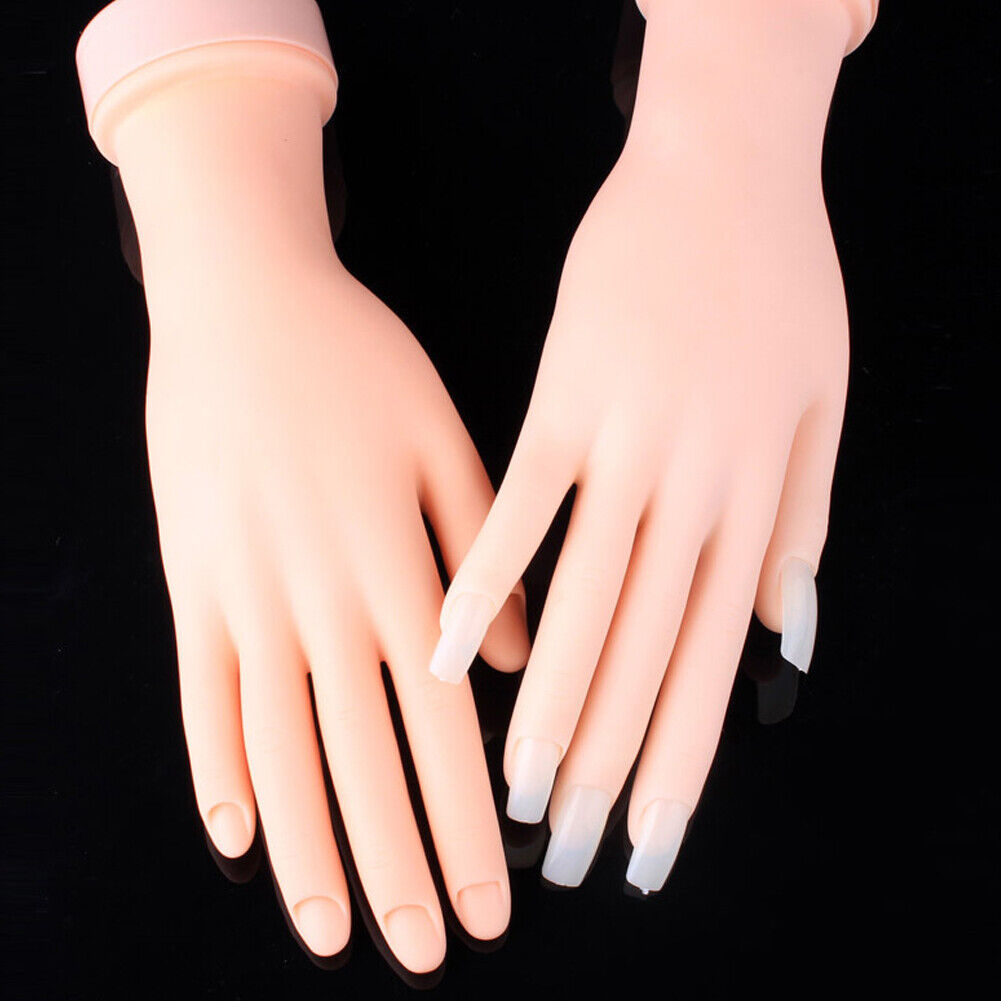 US 1-2 Pcs Flexible Movable Fake Hand Nails Practice Manicure Practice Mannequin