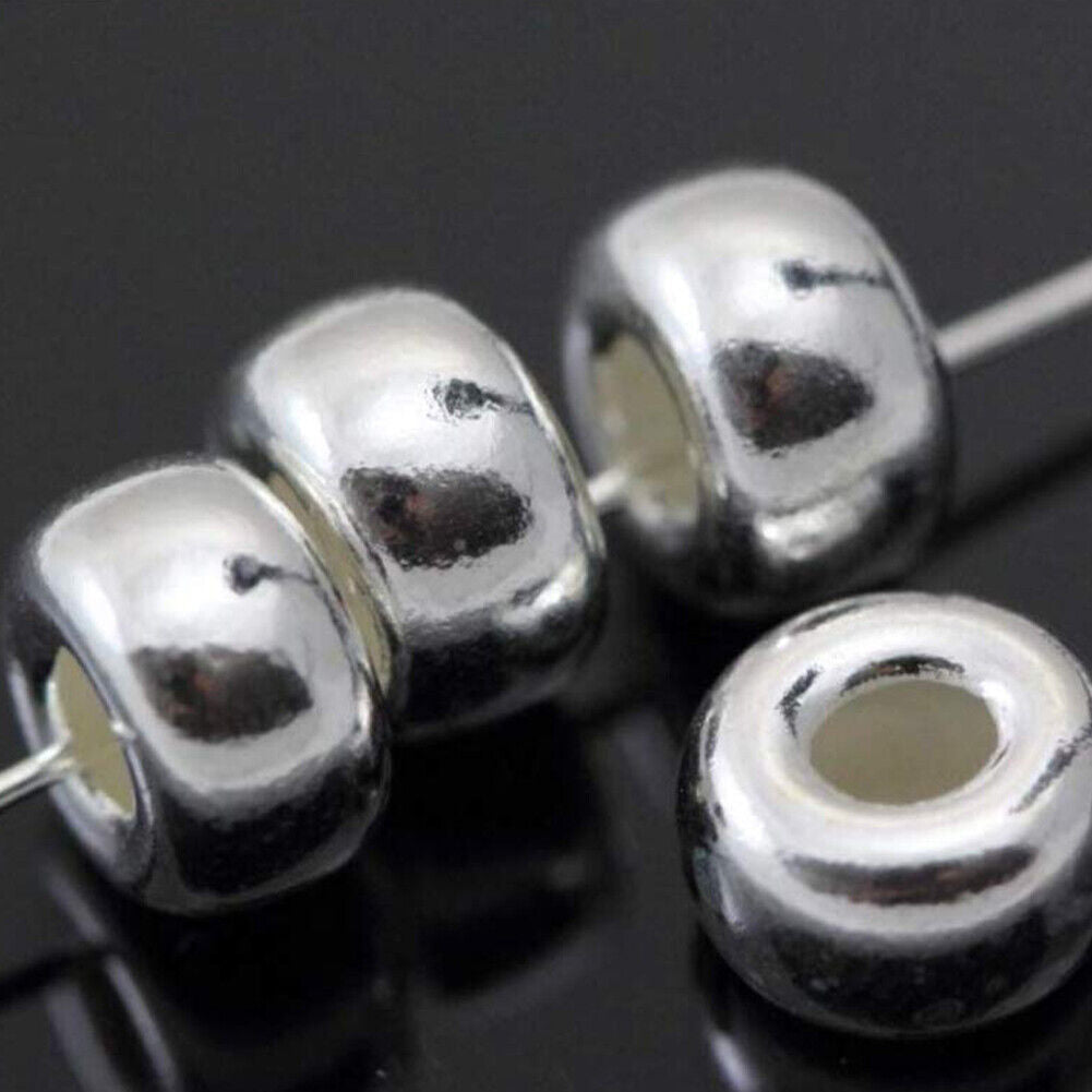 US 10Pack 925 Sterling Silver Flat Heishi Rondelle Spacer Round Beads DIY Making