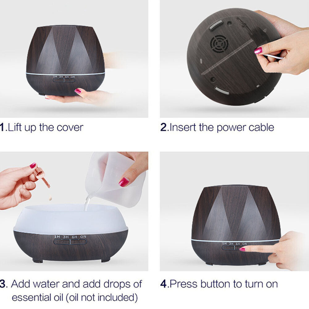 US 18 oz Essential Oil Diffuser,6 In 1 Aromatherapy Ultrasonic Mist Humidifier