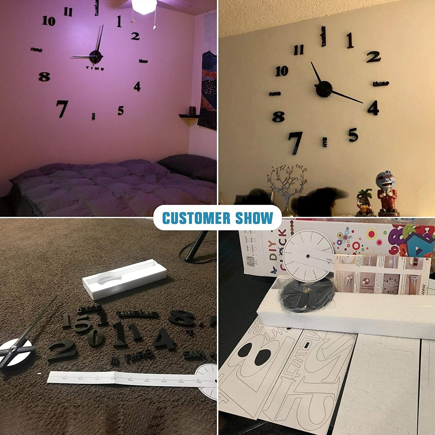 DIY Wall Clock  Large Watch Silent Home/Office/School Number Clock Decorations