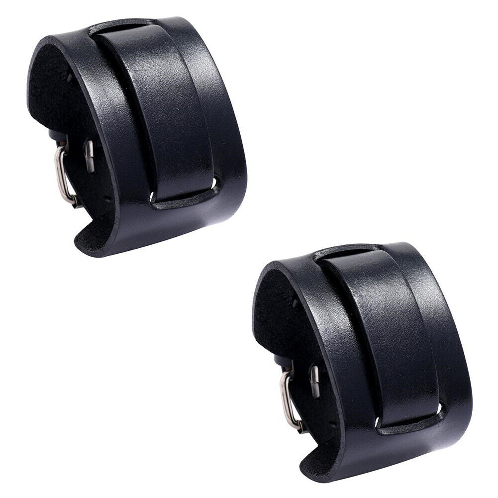 US 1-2 Pc Men's Punk Wide Genuine Leather Belt Wristband Bangle Cuff  Adjustable