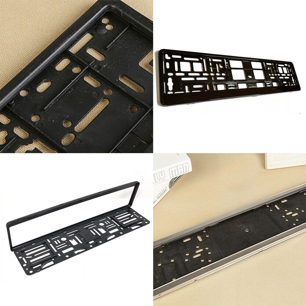 US 1-2 Pack High Quality Black European Size License Plate Frame Holder