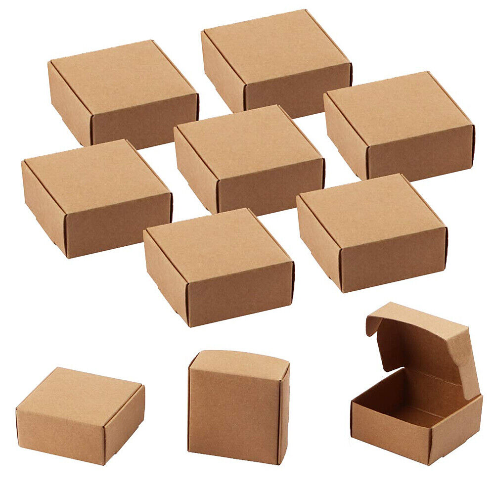 US 50-100 Pack Mini Kraft Jewelry Gift Packing Coin Candy Ornaments Favor Boxes