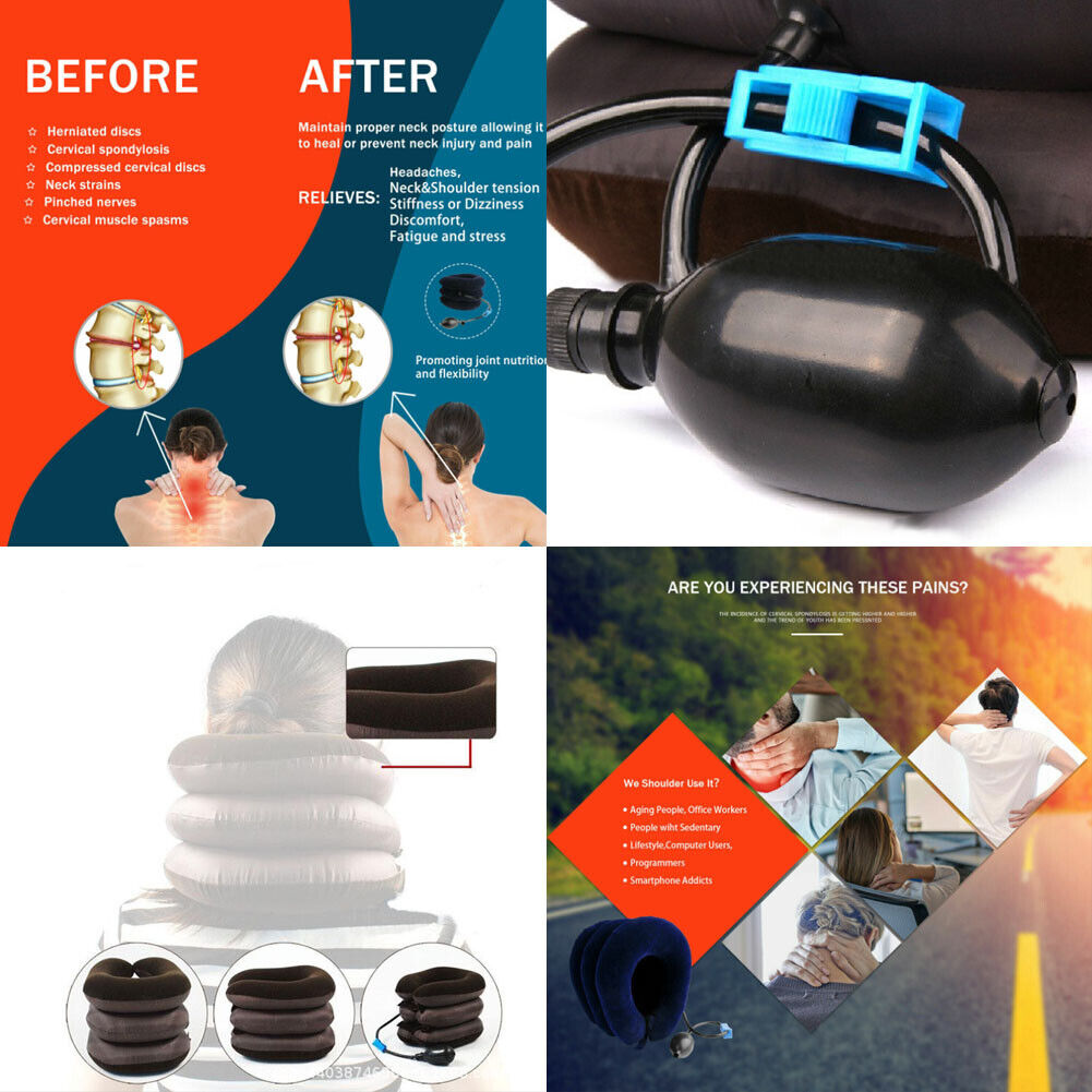 US 1-2 Pcs Cervical Neck Traction Device Instant Neck Pain Relief Brace Therapy