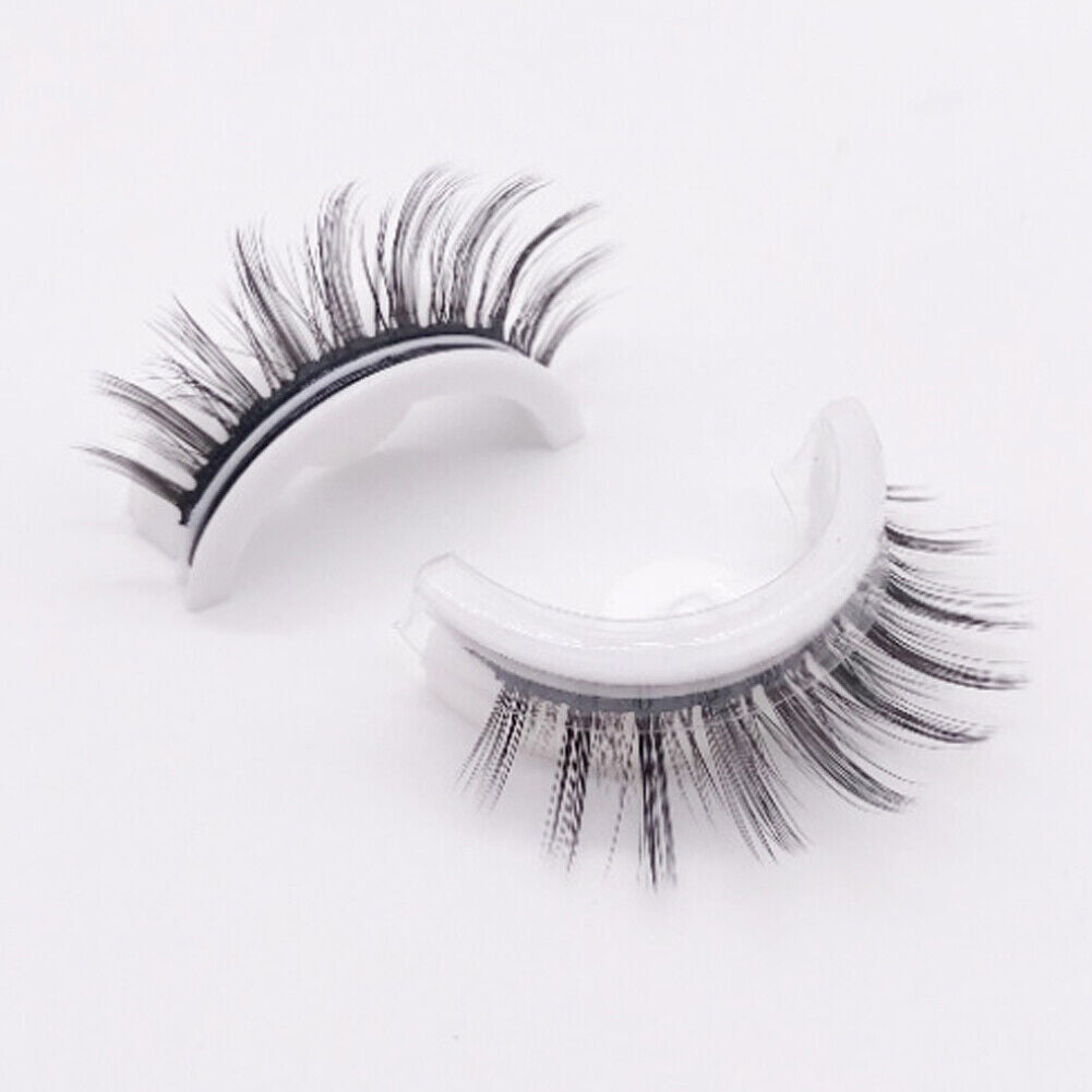 US 2-4 Pc Reusable 100% Real Mink 3D False Eyelashes Self Adhesive Nature Long