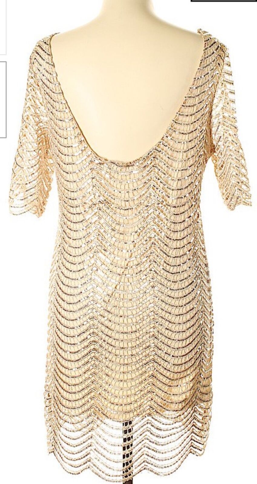 HaoDuoYi Womens Sparkle Sequin Hollow Out Short Sleeves Mini Party Dress