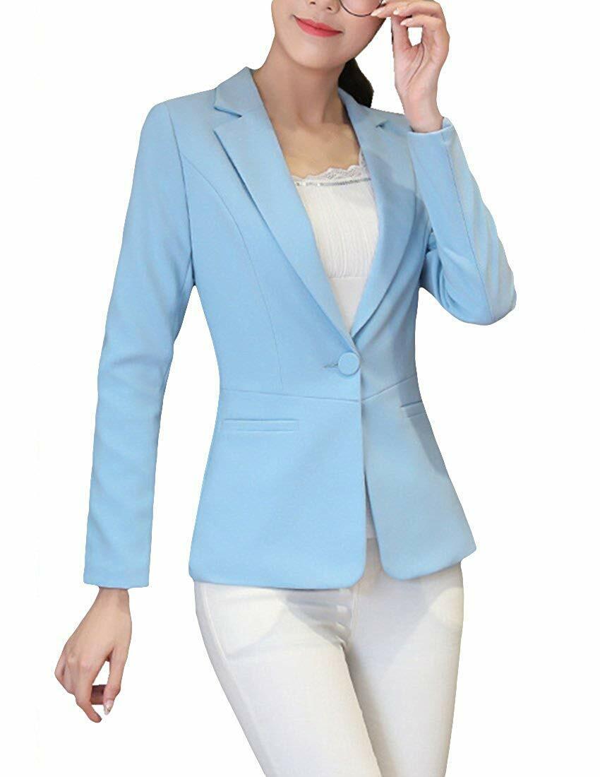 MFrannie Women Notch Lapel One Button Lined Slim Fit Blazer Jacket