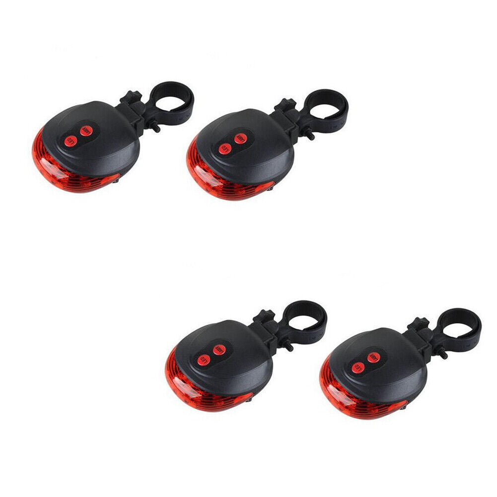 US 2-4 Pack 5 LED 2 Laser Bike Bicycle Light Rear Flashing Safety Warning Lamp