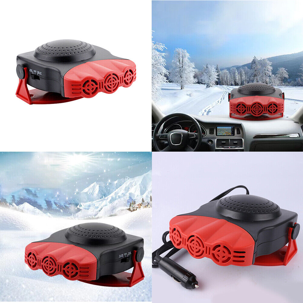 US 1-2 Pack Car Heater 12V 150W Automobile Windscreen Fan Function 3-Outlet Plug