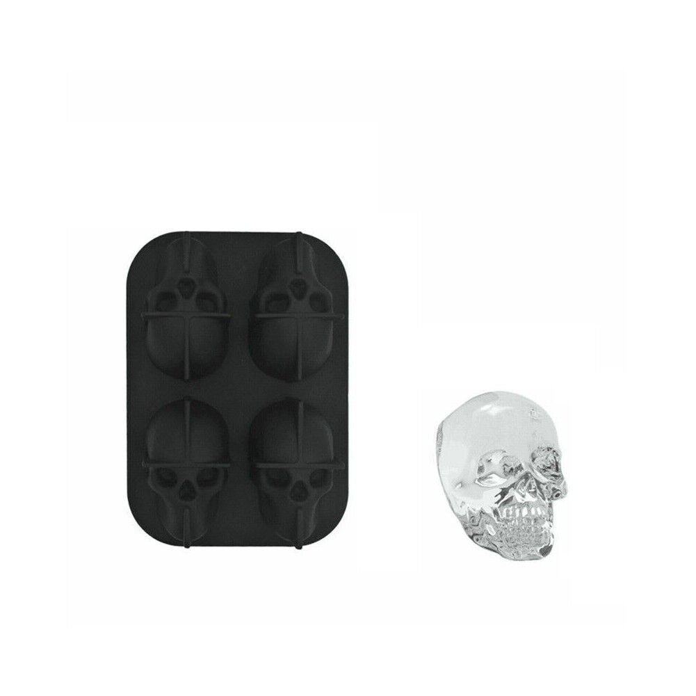 US 2-4 Pcs Shaped 3D Skull Ice Cube Mold Tray Stackable Silicone Ball Mold Party