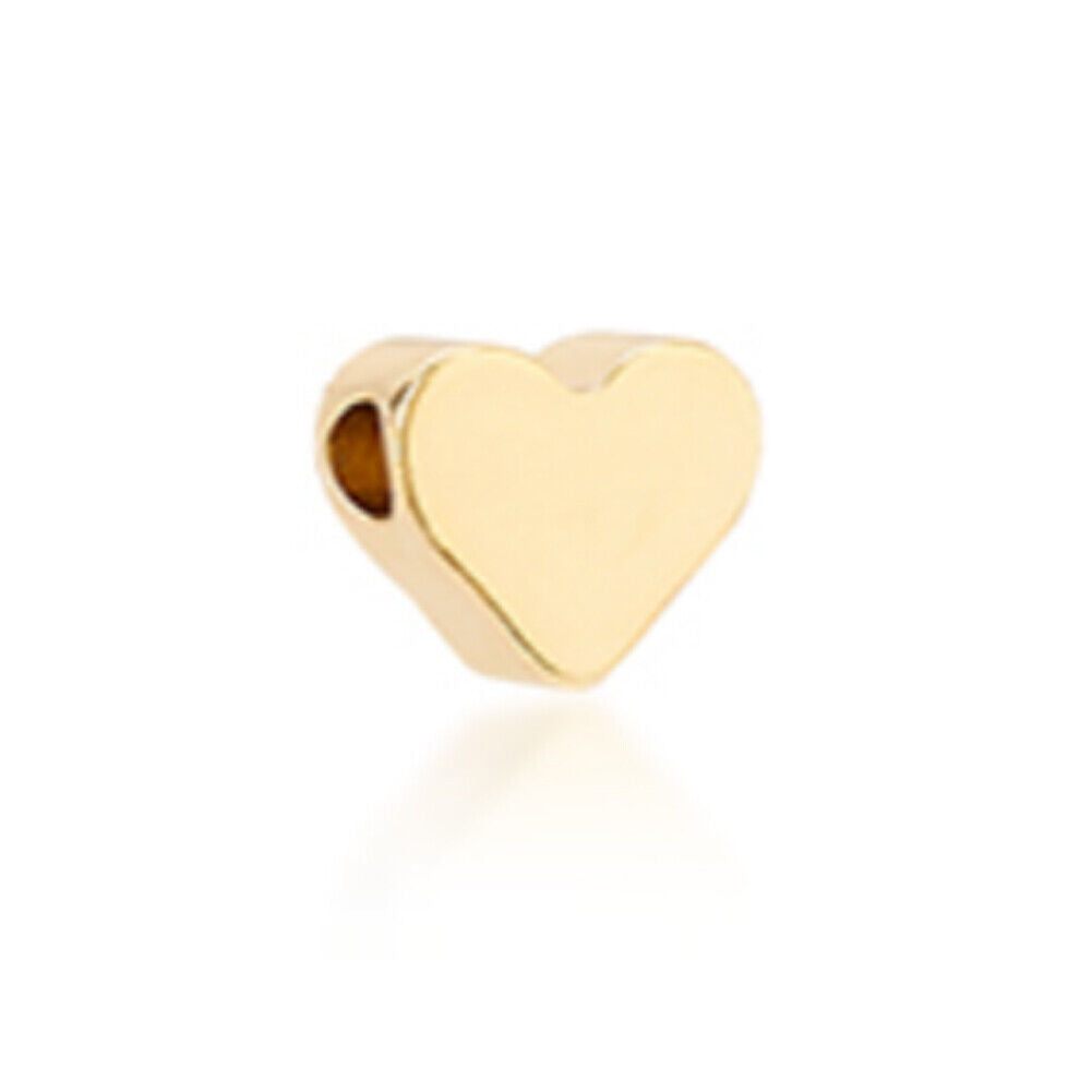 US 60-120 Pc 14K Gold Heart Spacer Beads Charm Brass Loose Bead Jewelry Making