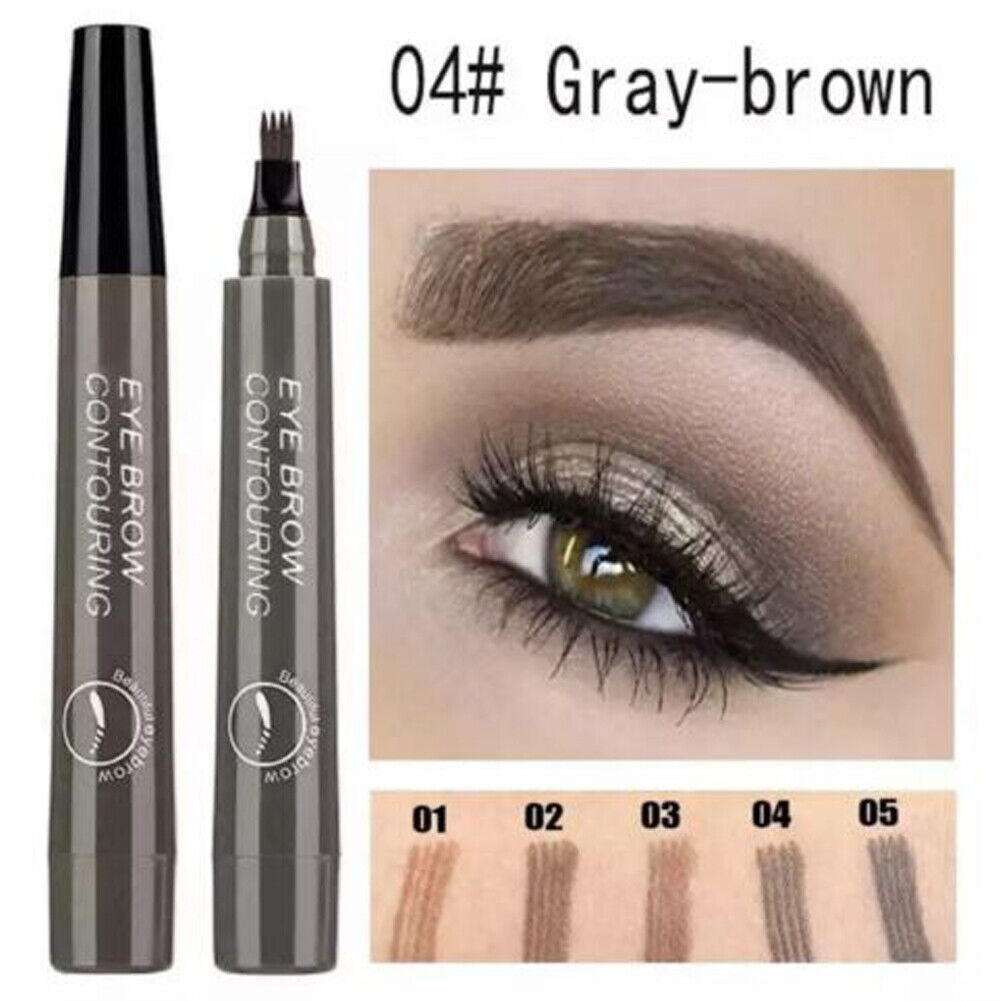 US 2-4 Pc Microblading Tattoo Eyebrow Pen Four Tips Waterproof Ink Gel Tint Draw