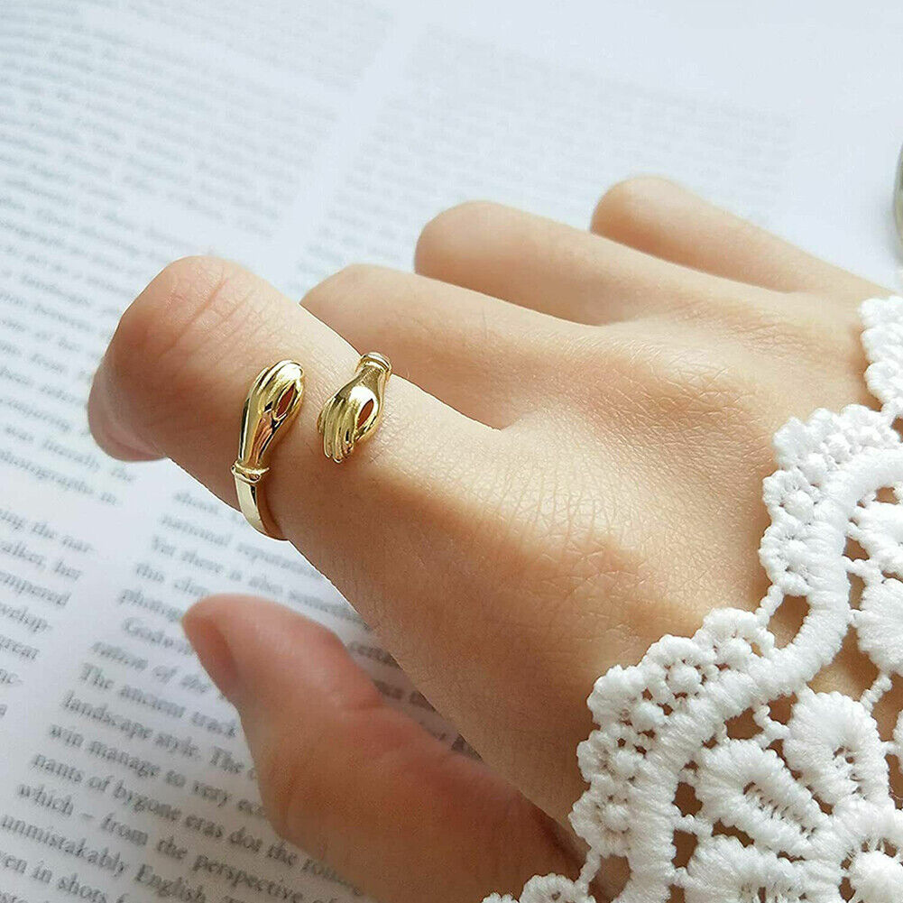 US 2-4 Pcs Give Me a Hug Ring Adjustable Couple Lover Valentine's Day Gift Girl