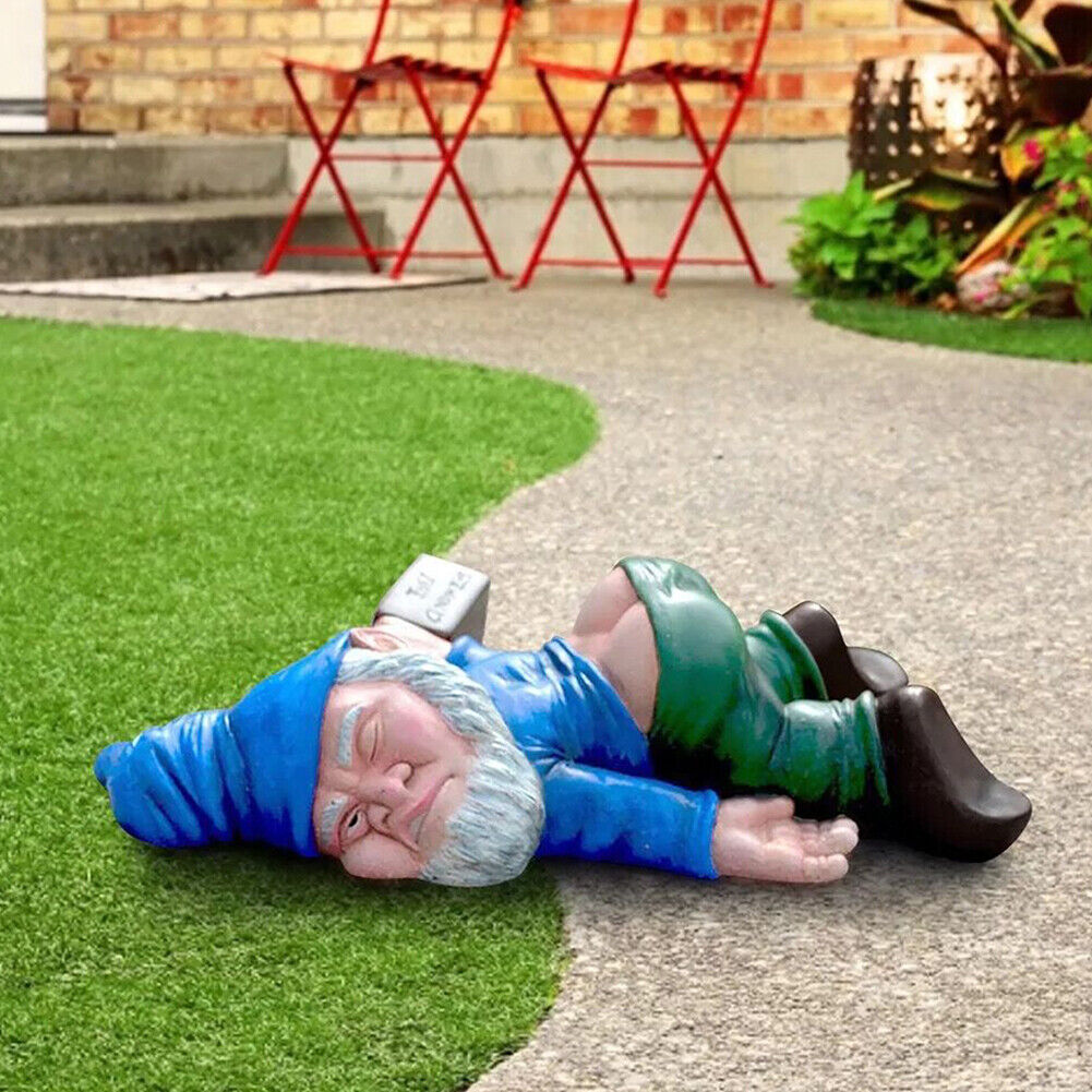 US 2 Pc Drunk Dwarf Garden Gnome Decoration Ornament Decor Yard Patio Lawn