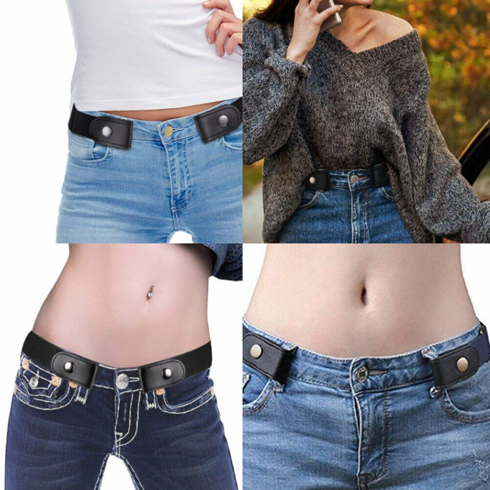 US 2-4 Pack Buckle Free Elastic Belt Women Men Comfortable Adjustable Invisible