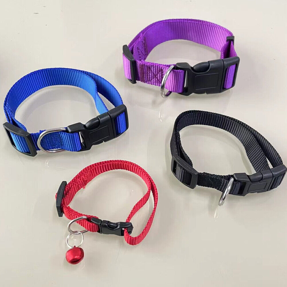 US 4-8 Pack Dog Pet Adjustable Nylon Collar Small Medium L XL With Buckle Puppy