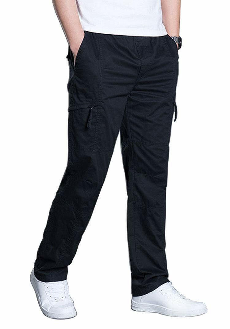 Men's Full Elastic Waist Loose Fit Pants Workwear Pull On Cargo Pants