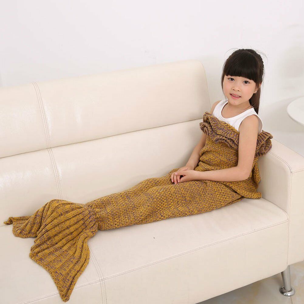 Little Girls Cute Flounced Mermaid Tail Blanket Sleeping Bags