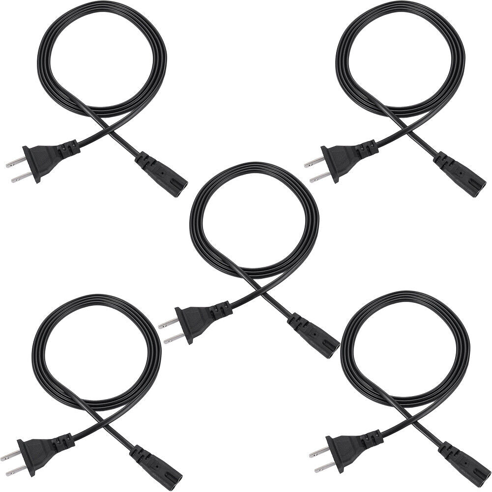 US 5-10 Pc 2 Prong AC Power Cord Cable for PS4 PS3 PS2 Slim XBOX PC Monitor TV
