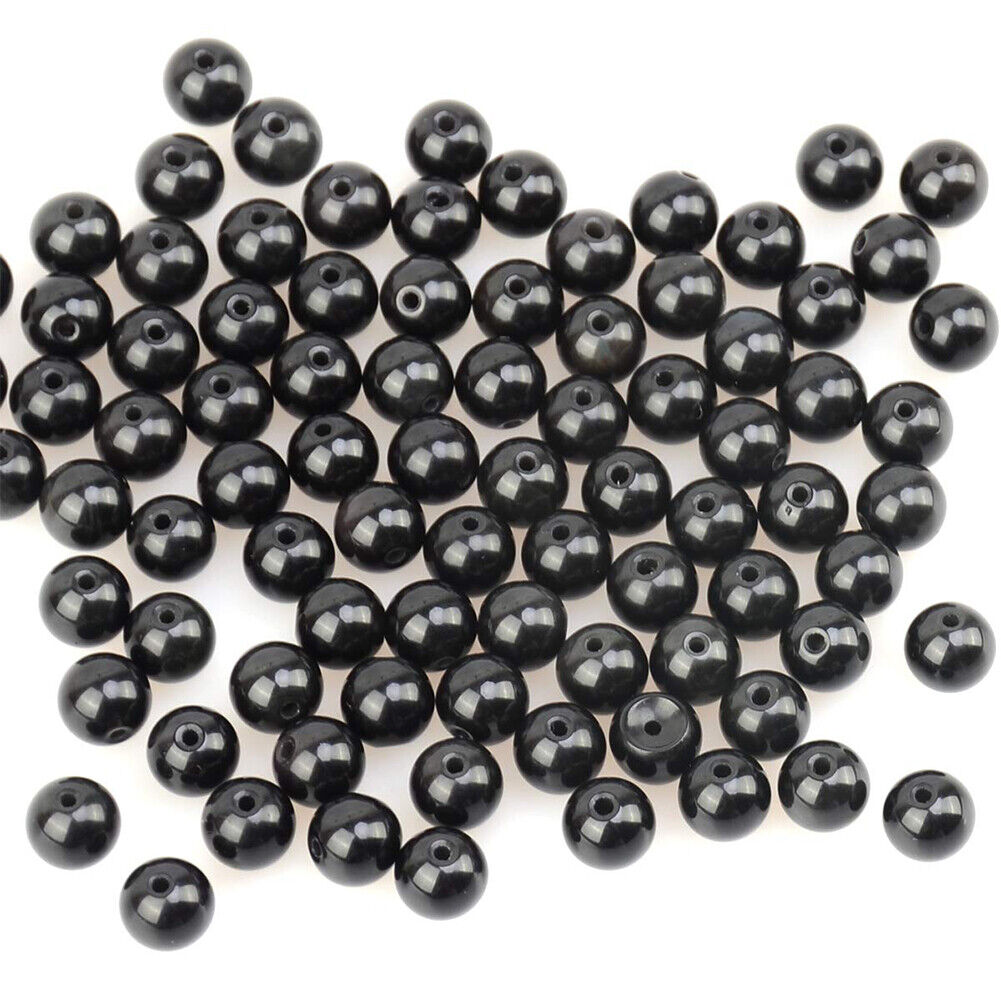 US 5 Strands Black Matte Onyx Bead Natural Frosted Gemstone Agate Round Necklace
