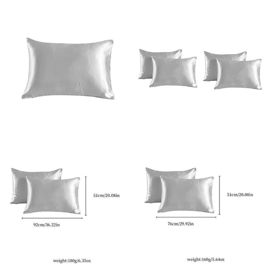 US 2Pairs Luxury Bed Pillow Case Cushion Cover Soft Smooth Satin Silk Pillowcase
