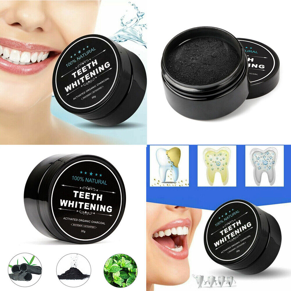 US 2-4Pc Activated Charcoal Teeth Whitening Powder Organic Coconut Removes Stain