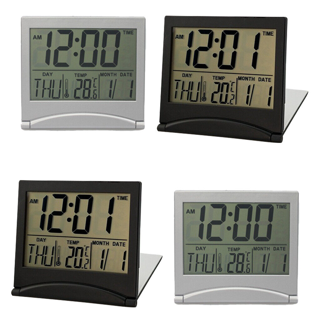 US 2-4 Pack Digital Travel Alarm Clock Large Number Foldable LCD Compact Display