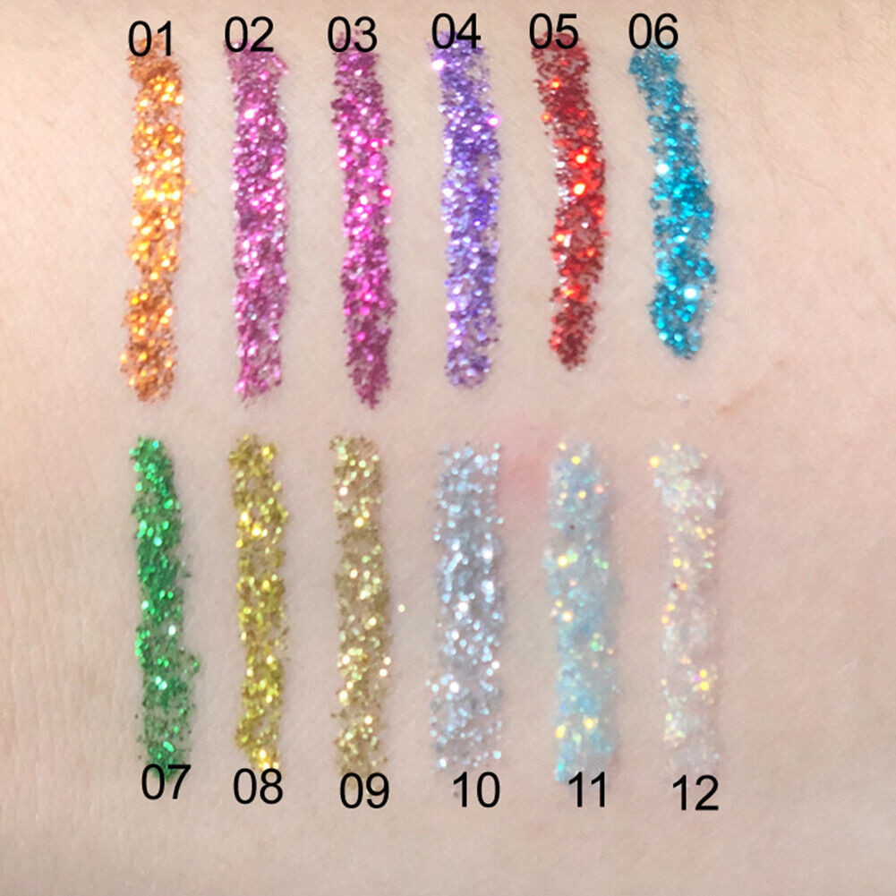 US 4-8 Pack Colorful GLITTER Liquid Eyeliner Set Matte UV Glow Neon Waterproof