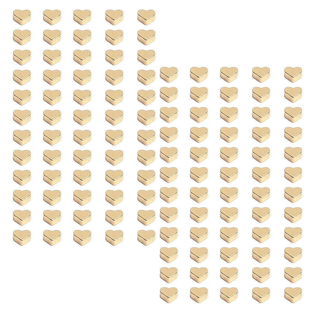 US 60-120 Pc 14K Gold Heart Spacer Beads Charm Brass Loose Bead Jewelry Making