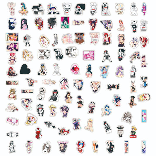 US 100-200 Pcs Sexy Anime Stickers Waifu Girl Explicit Beautiful Gorgeous Vinyl