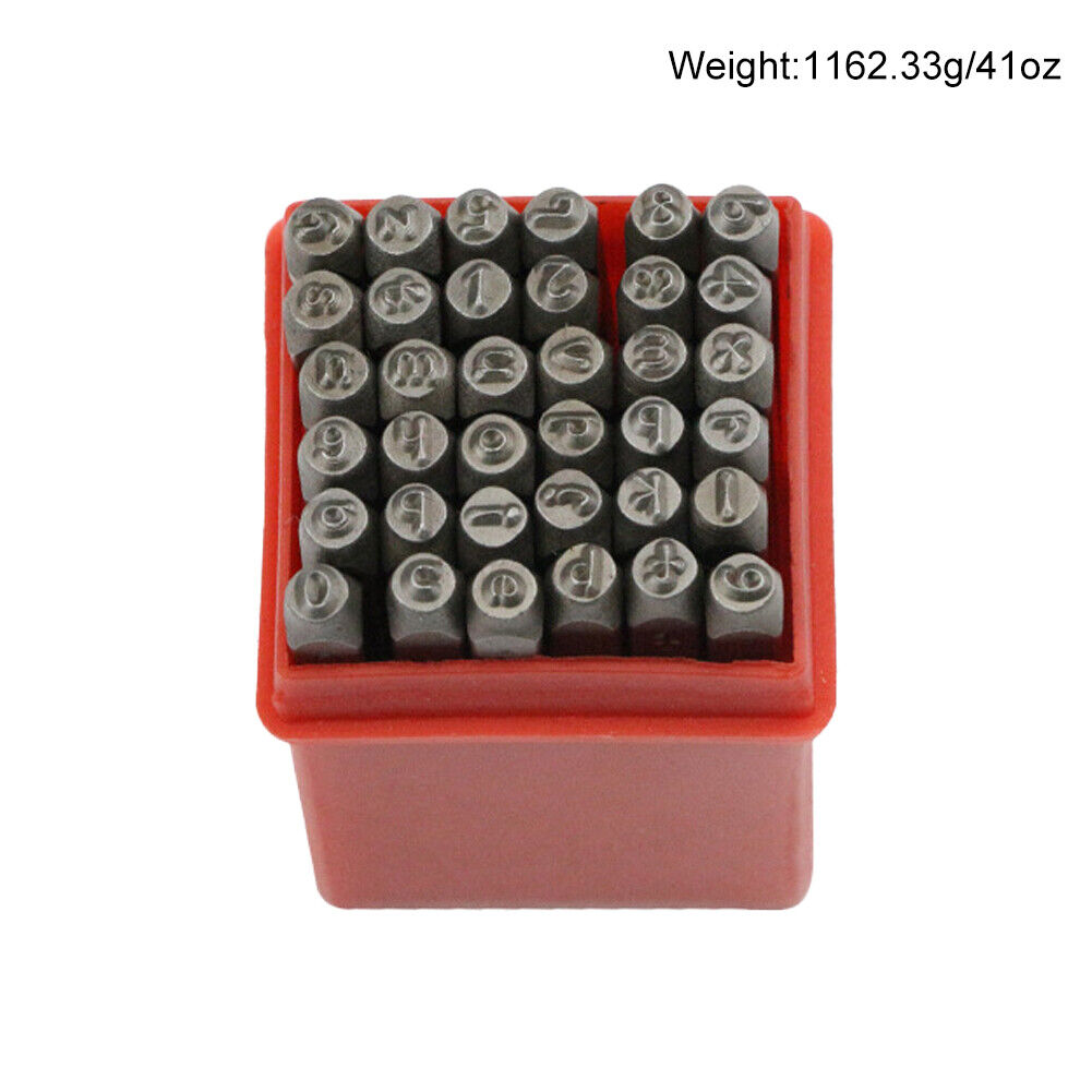US 36 Piece 1/4" Steel Letter & Number Stamping Set Metal Stamp Alphabet Numeral