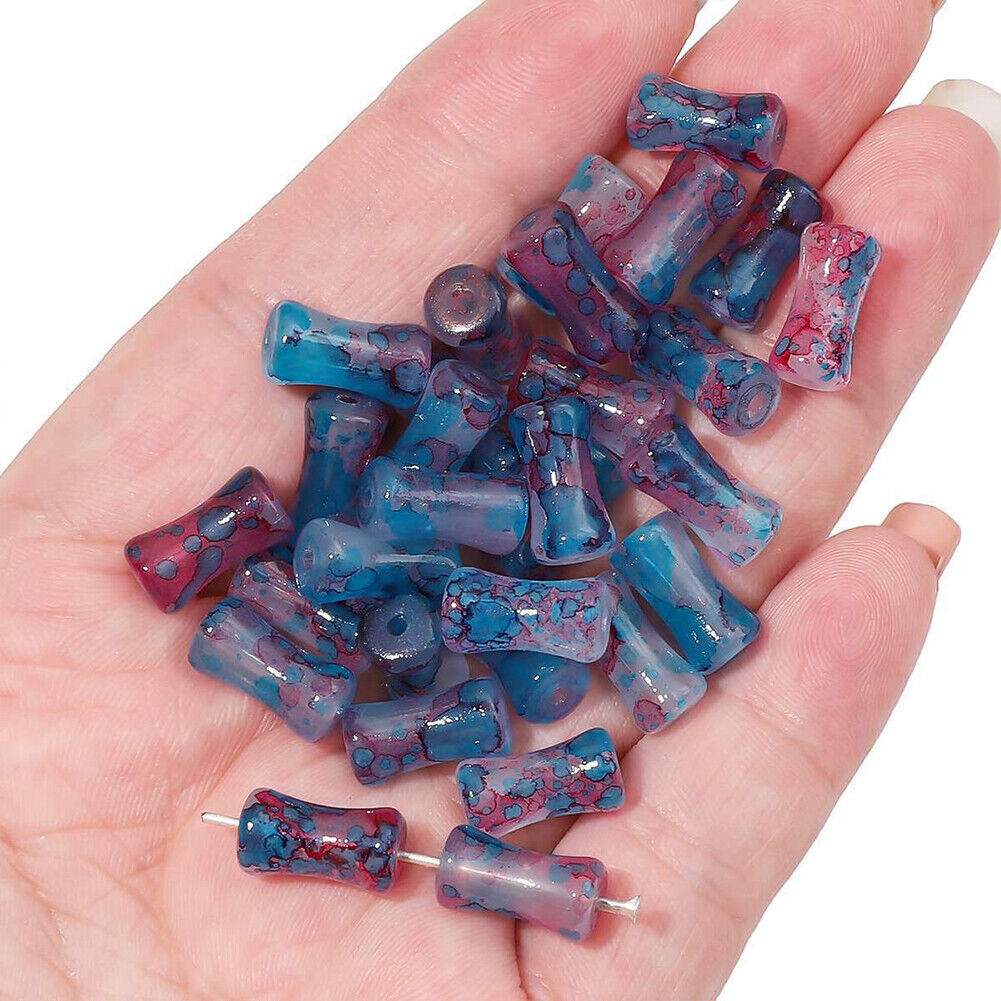 US 100-200 Pack Natural Jadeite Column Stone Beads Tube Bamboo Shape Jade Stone