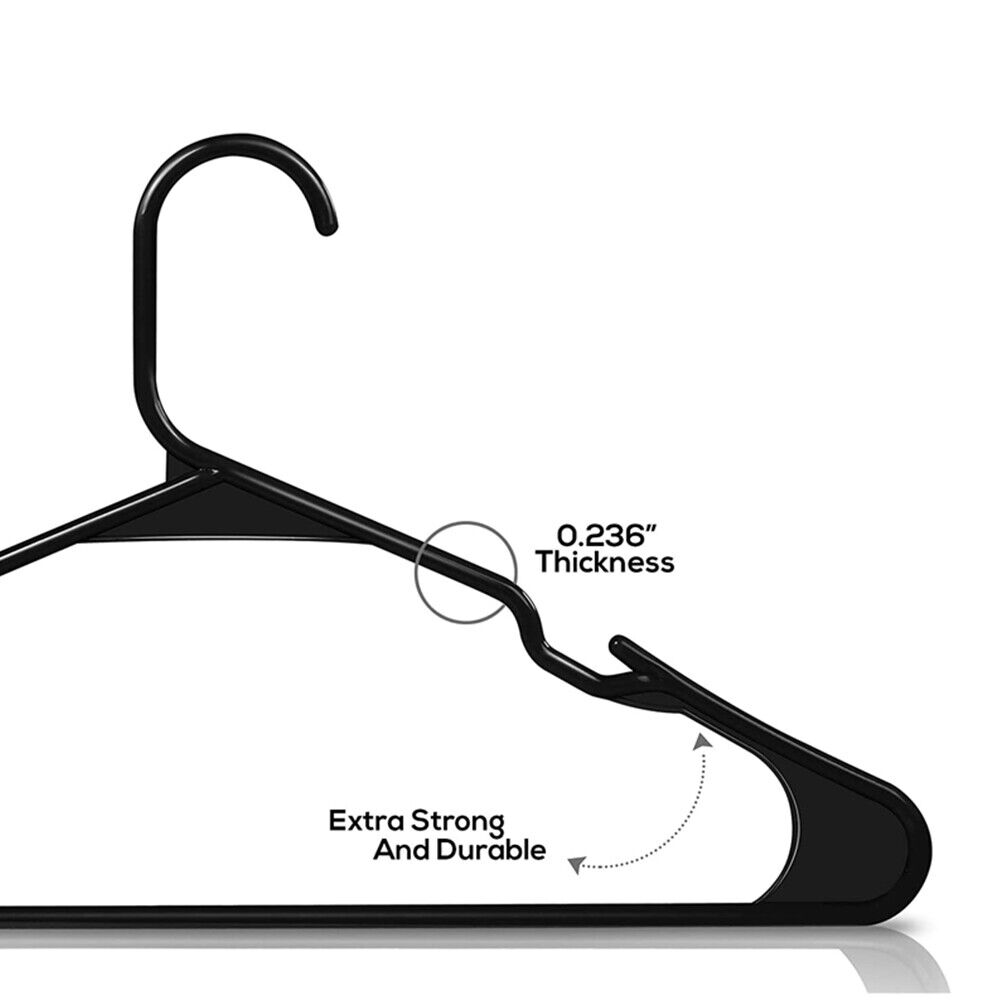US 50 Pcs Home Plastic Hangers Space Saving Tubular Clothes Light Weight Durable